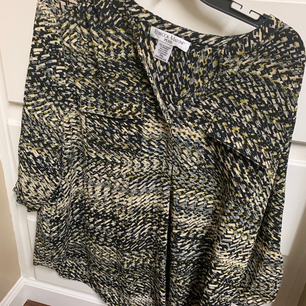Black and tan blouse